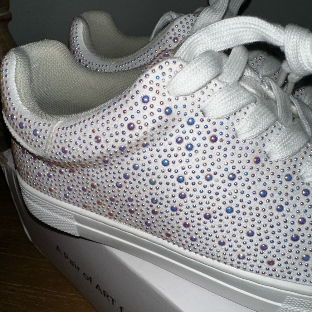 White Rhinestone Sneakers - Picture 4 of 6